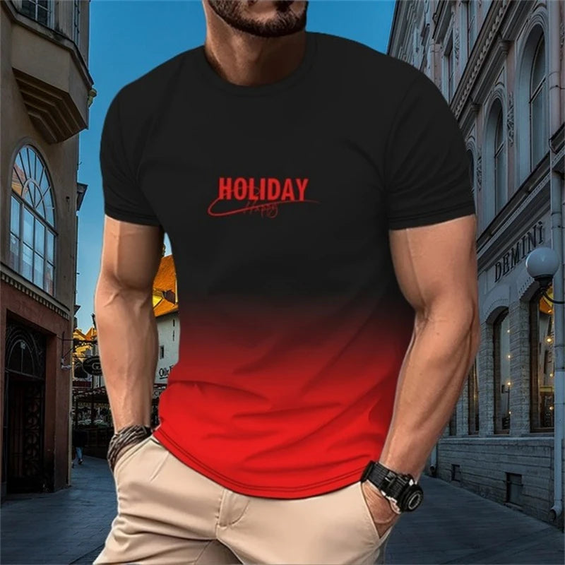 T-shirt à manches courtes pour hommes, nouveau style minimaliste imprimé, chemise créative et décontractée, tendance rétro de rue, col rond, haut ample décontracté
