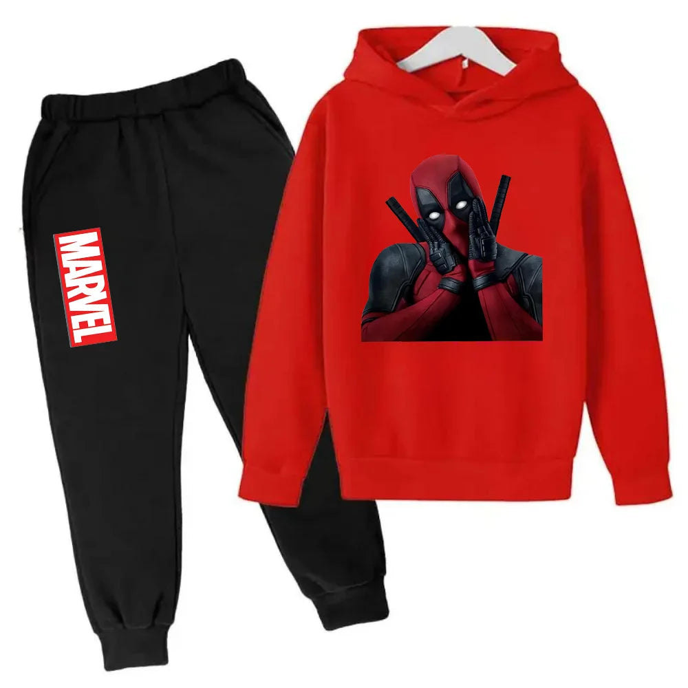 Marvel Deadpool sweat à capuche enfants pantalon costume 2 pièces ensemble garçon fille printemps automne sweat vêtements survêtements enfants à capuche Sportsuit