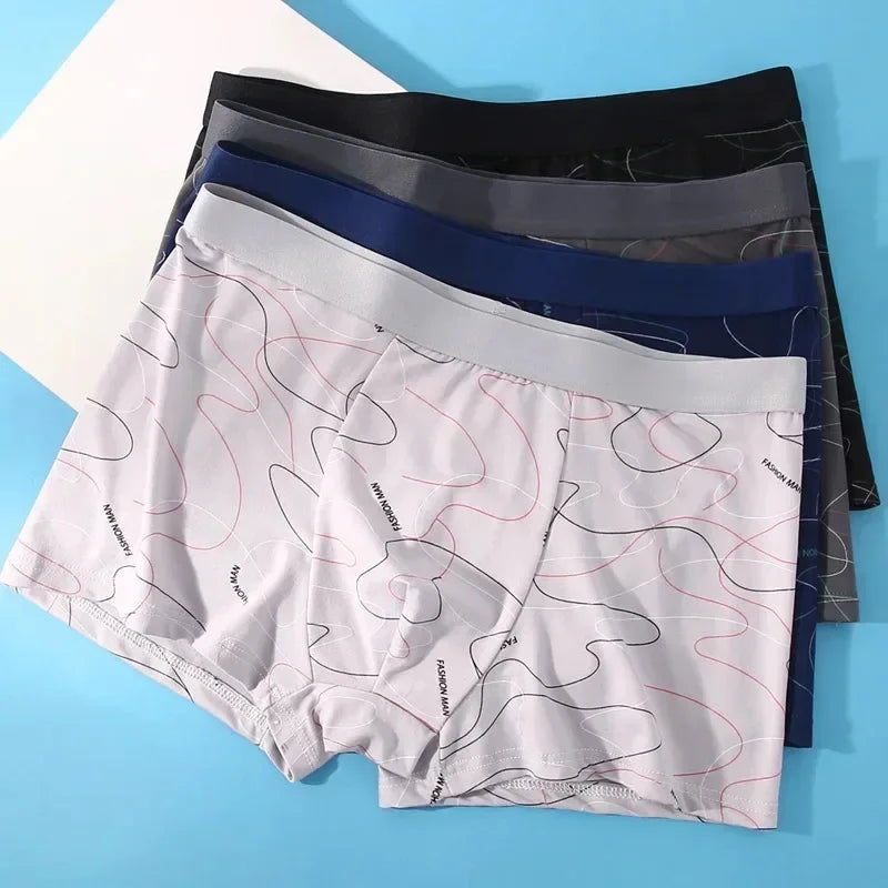 4/8 pièces homme boxeurs imprimé caleçons U convexe culotte mâle mode confortable Shorts hommes solide respirant doux sous-vêtements L-4XL