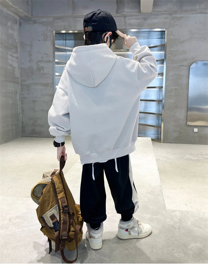 Costume sweat-shirt pour garçons, ensemble décontracté, à la mode, pour enfants et adolescents, à capuche, tendance, haut et pantalon, 2 pièces, nouvelle collection automne printemps 2025