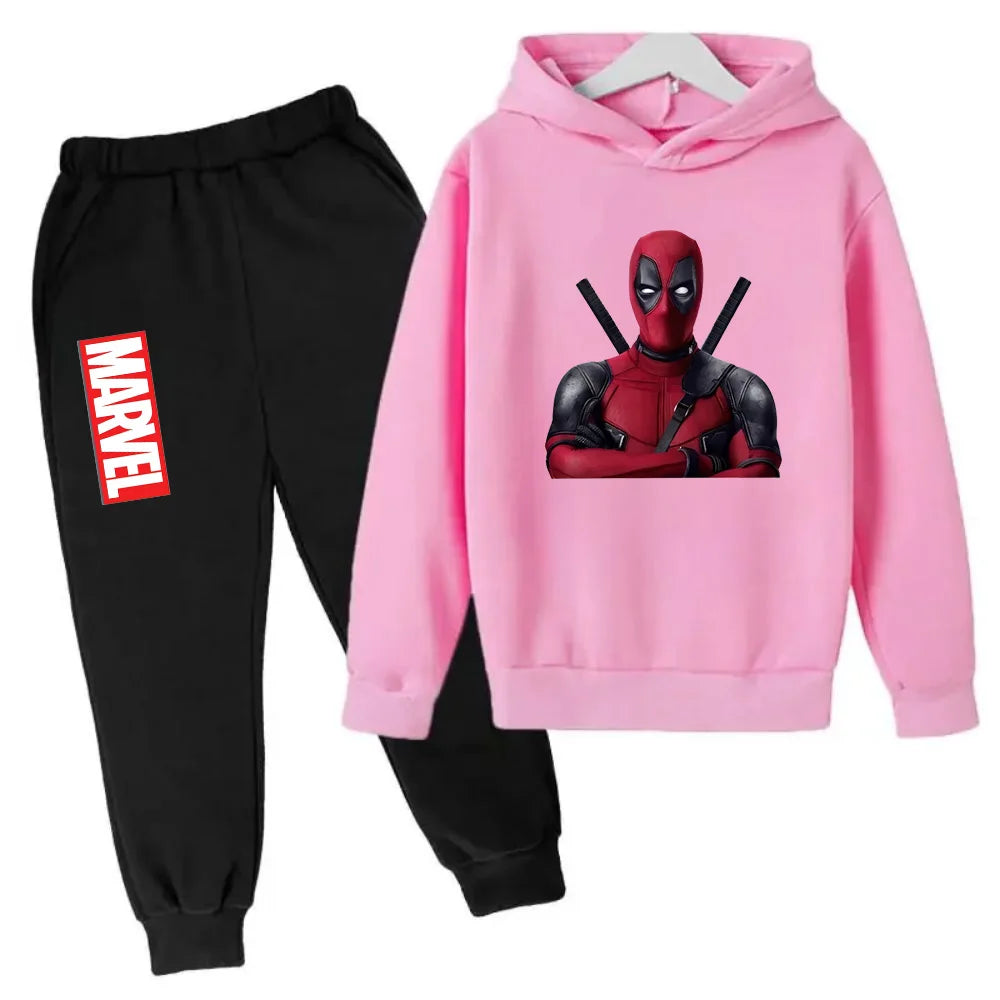 Marvel Deadpool sweat à capuche enfants pantalon costume 2 pièces ensemble garçon fille printemps automne sweat vêtements survêtements enfants à capuche Sportsuit