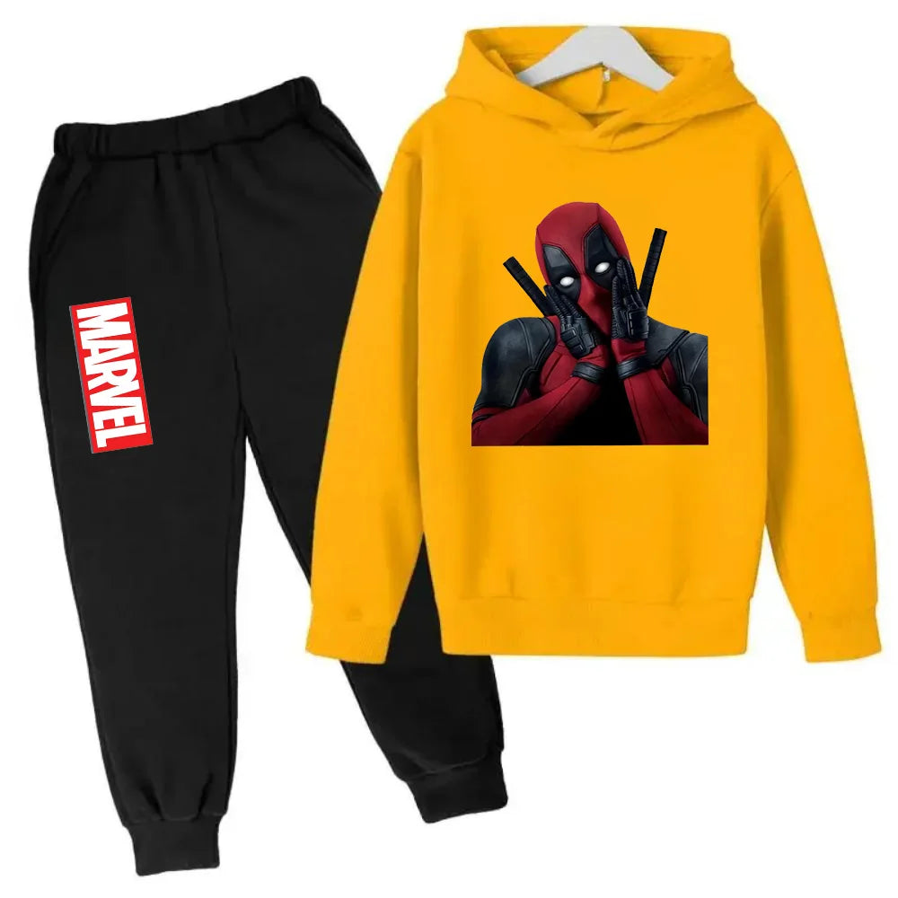 Marvel Deadpool sweat à capuche enfants pantalon costume 2 pièces ensemble garçon fille printemps automne sweat vêtements survêtements enfants à capuche Sportsuit