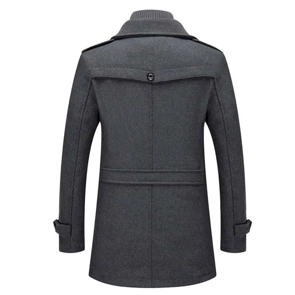 Manteau d'affaires en laine pour hommes, automne/hiver, veste Anti-froid à Double col à la mode, pardessus en laine