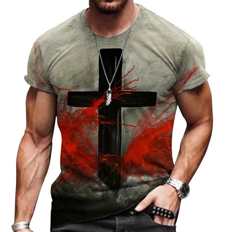 T-shirt col rond pour hommes, Streetwear, Cool, surdimensionné, imprimé drapeau américain, été, 2023