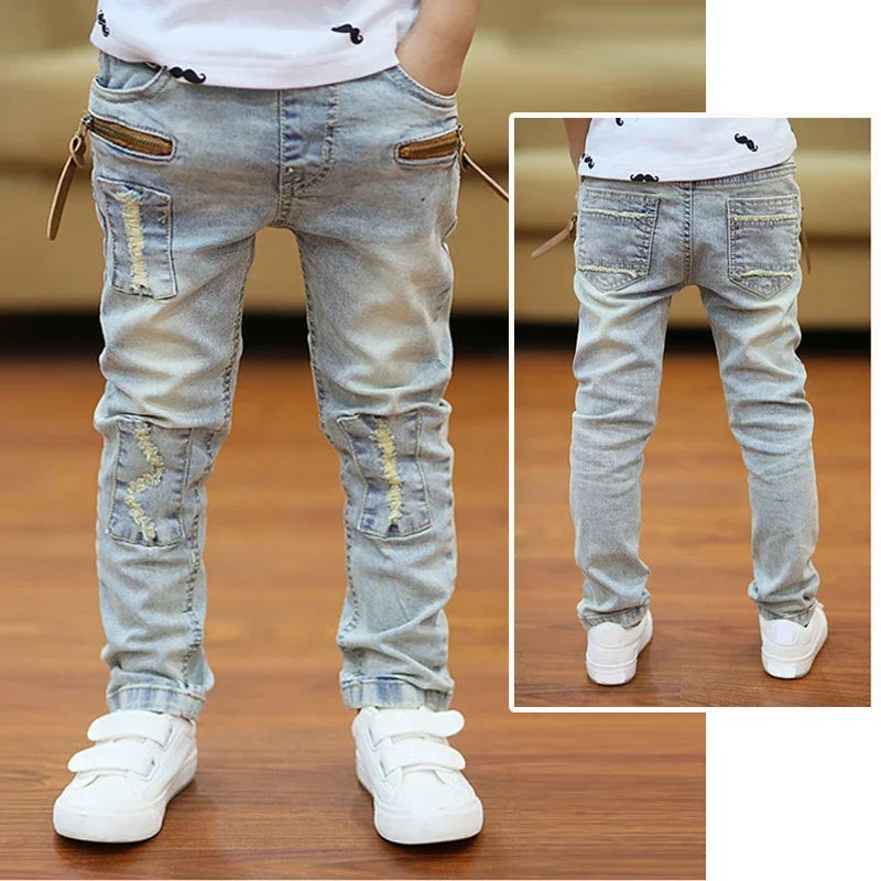 IENENS – pantalons en jean slim pour garçons, taille élastique, vêtements en Denim pour enfants de 4 à 13 ans, bas de sport