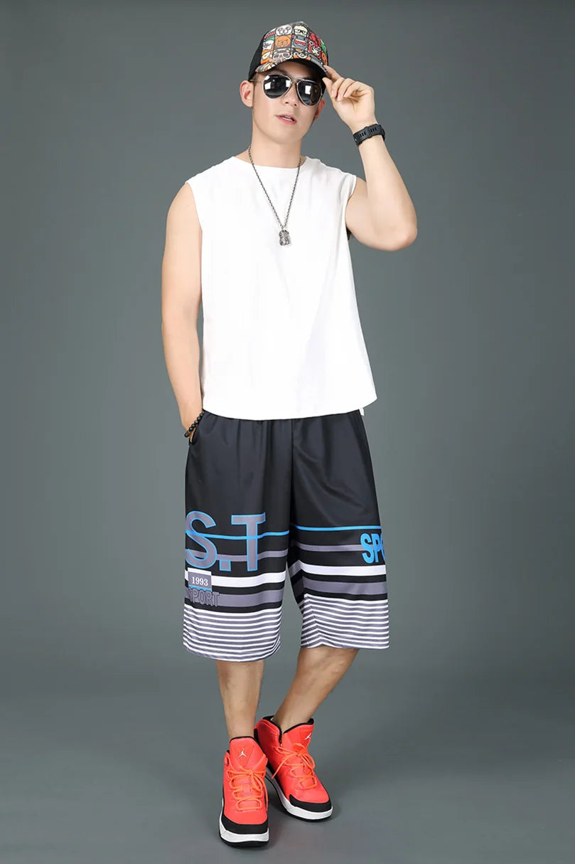 Baggy Shorts hommes Patchwork rayé lettre imprimer vêtements de sport surdimensionné Streetwear hommes sport entraînement pantalons de plage été
