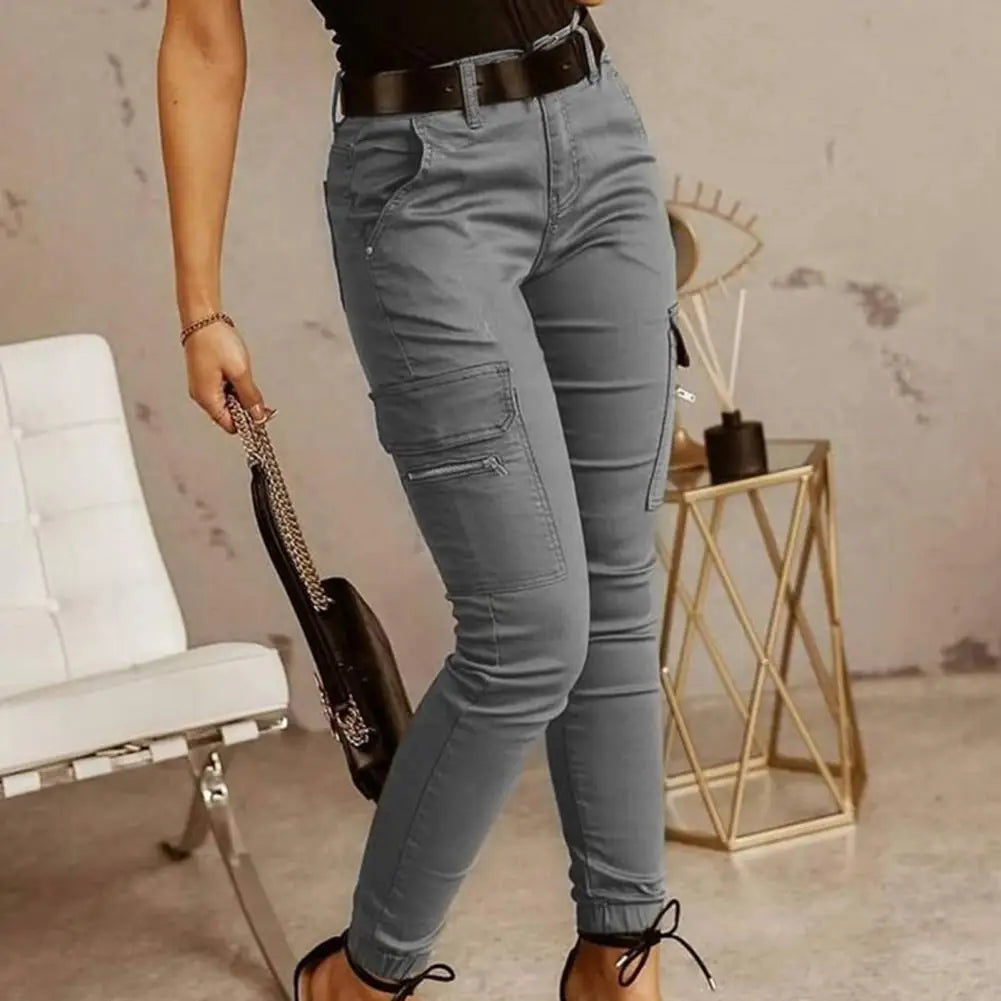 Pantalon femme tendance pantalon Cargo femme taille basse pantalon à fermeture éclair noué à la cheville pantalon Slim