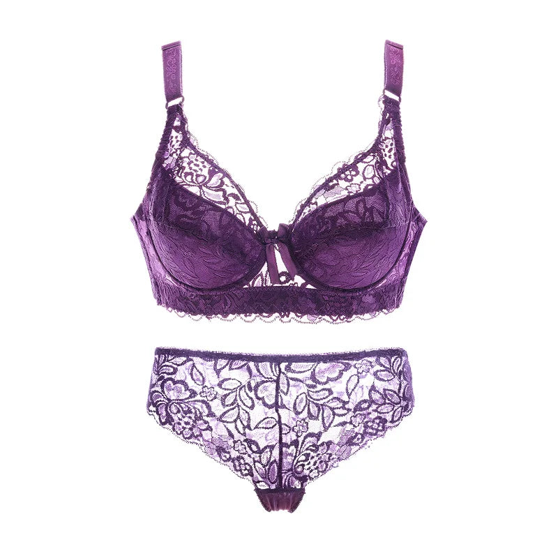 Ensemble de soutiens-gorge Sexy en dentelle, culotte fine, grande taille, soutien-gorge Push Up, haut pour fille, Lingerie intime