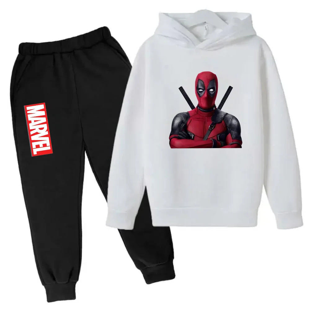 Marvel Deadpool sweat à capuche enfants pantalon costume 2 pièces ensemble garçon fille printemps automne sweat vêtements survêtements enfants à capuche Sportsuit