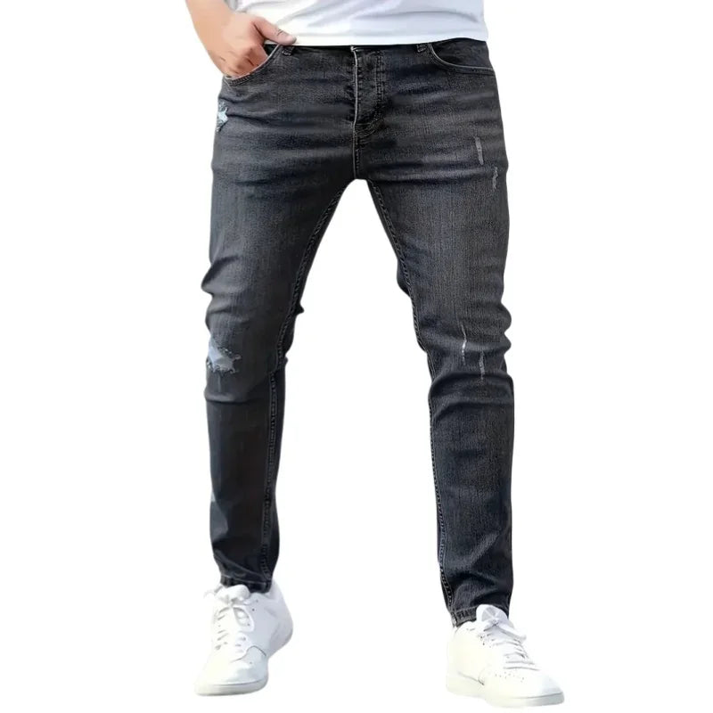 Pantalon rétro extensible pour hommes, jean Slim décontracté, coupe cintrée, en Denim, solide, mode crayon, pantalon droit, vêtements pour hommes