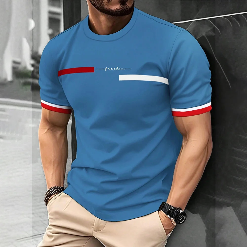 Mode D'été 3D Rayure Lettre Impression homme T-shirt Hip Hop Tendance Harajuku Streetwear Décontracté O-cou Surdimensionné T-shirts Hommes Hauts