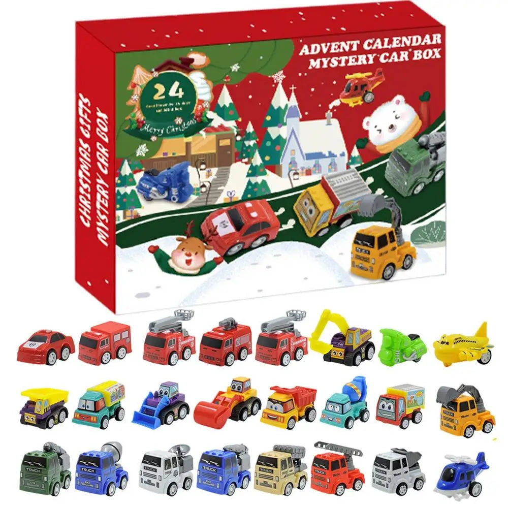 Boîte de calendrier de l'avent 24 jours, 24 pièces, Mini voiture , jouets, calendrier de compte à rebours de noël, cadeaux de noël pour garçons et filles