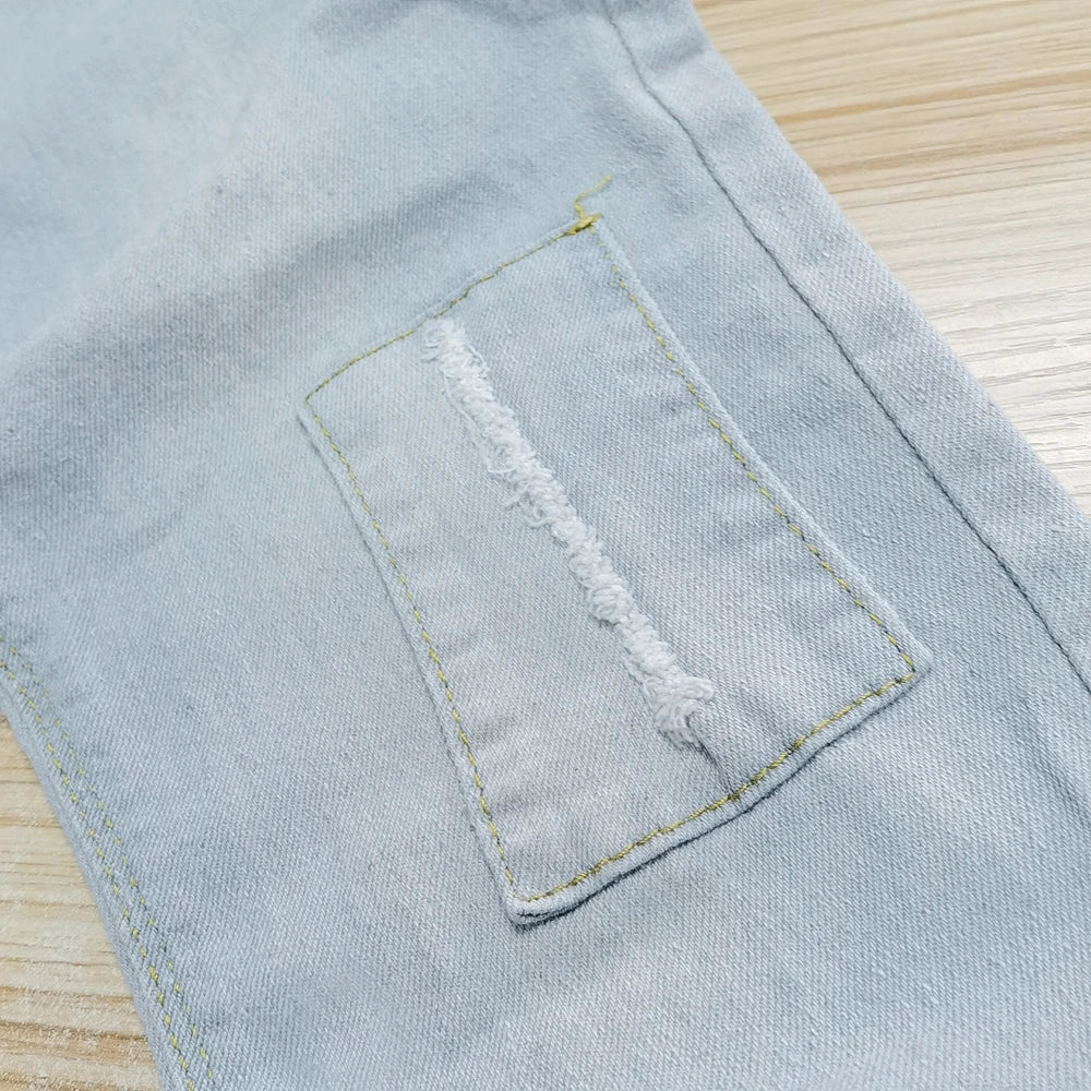 IENENS 4-11Y garçons Slim jean droit été classique couleur claire bas enfants Denim pantalons longs enfants bébé garçon pantalon décontracté