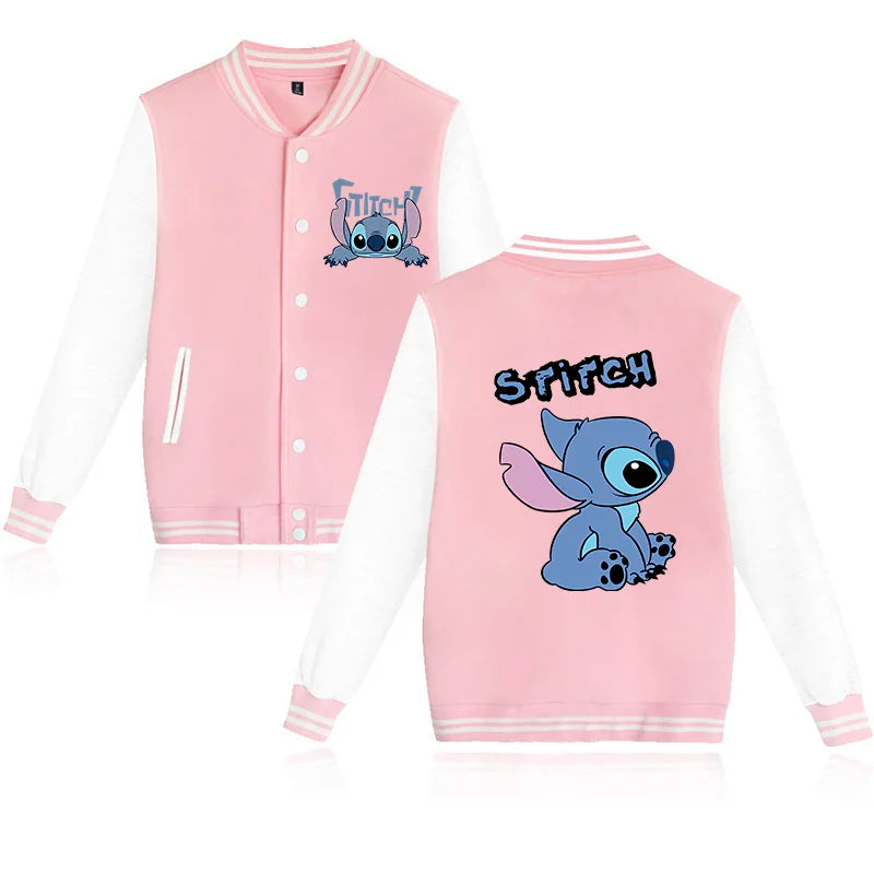 90s Disney Sweat à capuche Lilo Stitch Veste de baseball Hommes Femmes Sweat Enfants Garçons Filles Harajuku Vestes Streetwear College Coats