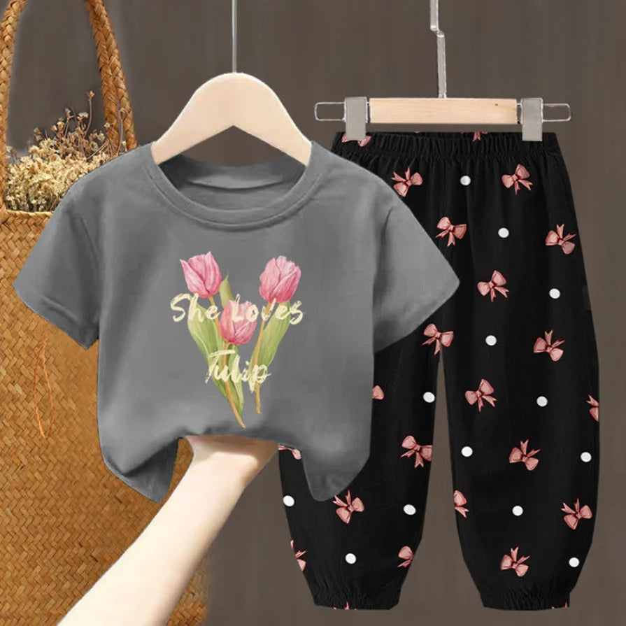 Ensembles d'été vêtements pour enfants filles enfants en bas âge vêtements mignon mode T-shirt haut pantalon 2 pièces bébé fille vêtements