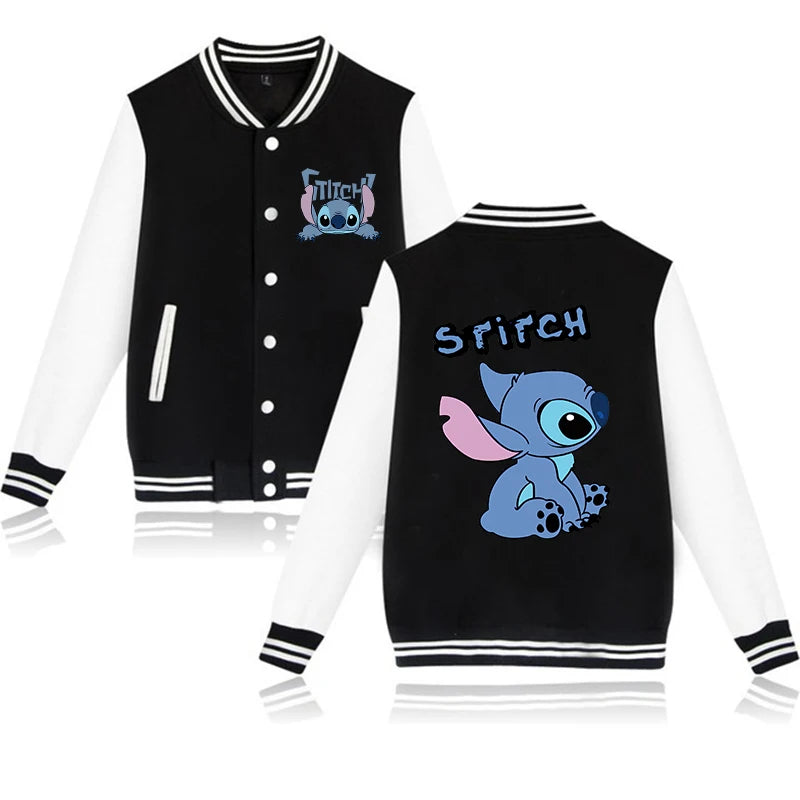 90s Disney Sweat à capuche Lilo Stitch Veste de baseball Hommes Femmes Sweat Enfants Garçons Filles Harajuku Vestes Streetwear College Coats