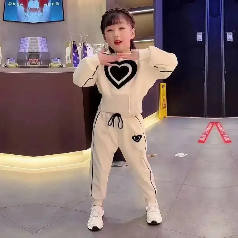 Ensemble de vêtements pour filles, sweat-shirt et pantalon décontractés pour enfants, 2 pièces, survêtement, tenue pour enfants, vêtements de sport imprimés, 1-9, nouvelle collection printemps-automne