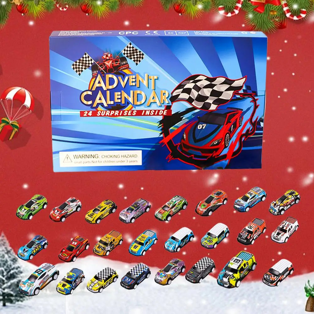 Boîte de calendrier de l'avent 24 jours, 24 pièces, Mini voiture , jouets, calendrier de compte à rebours de noël, cadeaux de noël pour garçons et filles