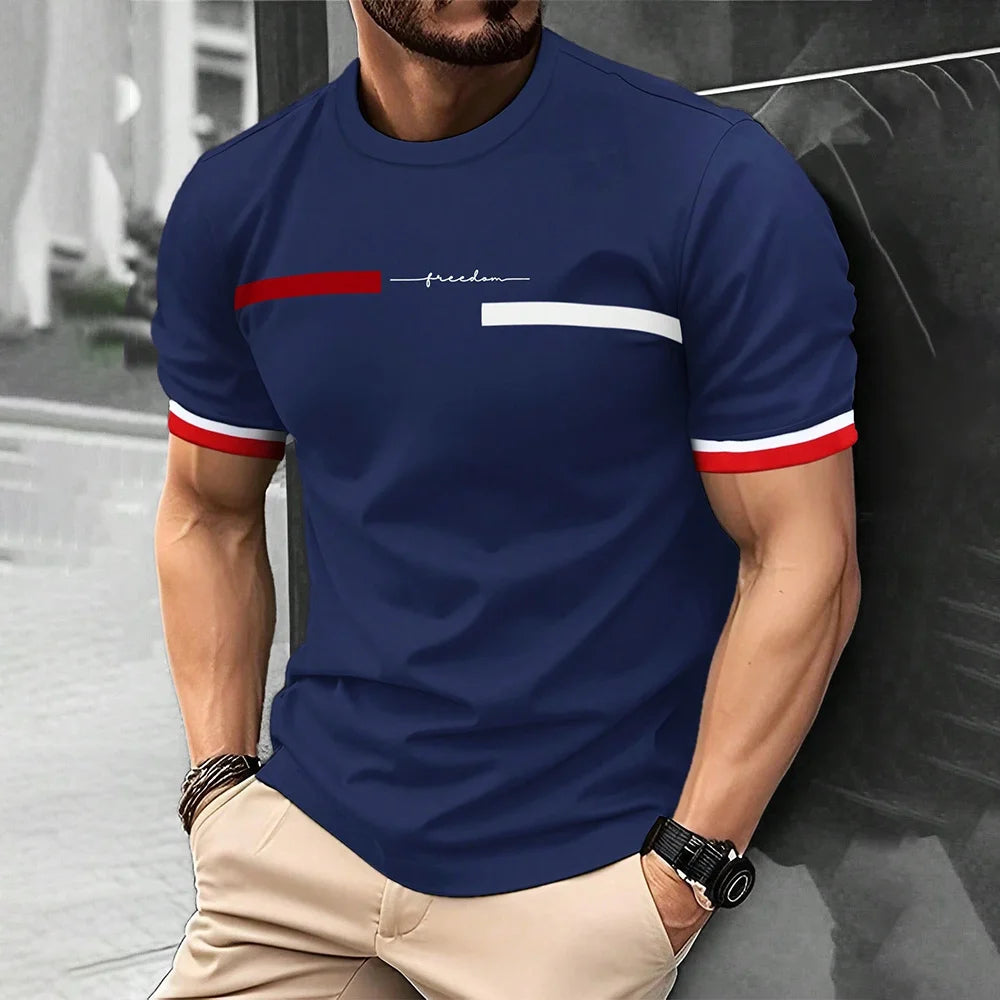 Mode D'été 3D Rayure Lettre Impression homme T-shirt Hip Hop Tendance Harajuku Streetwear Décontracté O-cou Surdimensionné T-shirts Hommes Hauts