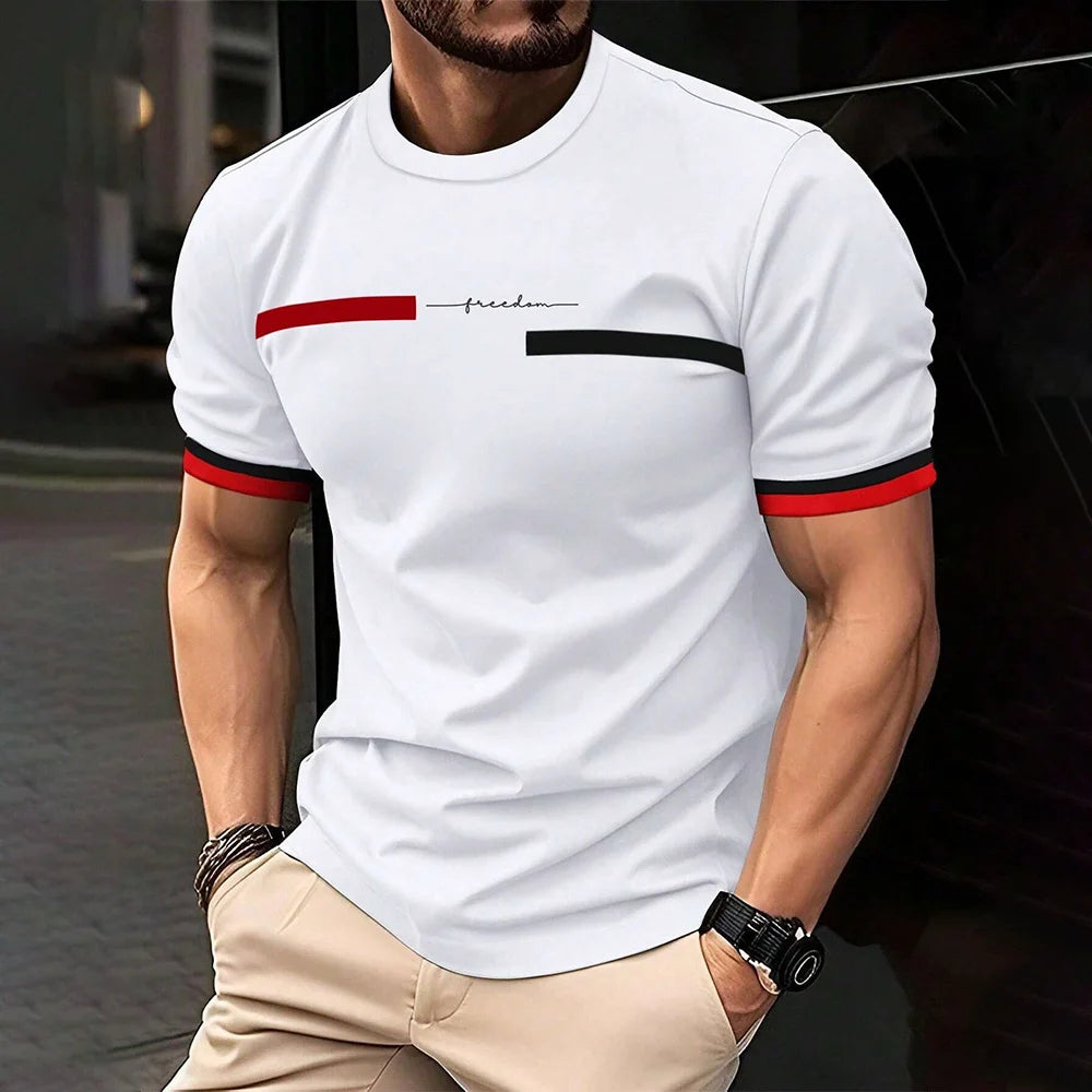 Mode D'été 3D Rayure Lettre Impression homme T-shirt Hip Hop Tendance Harajuku Streetwear Décontracté O-cou Surdimensionné T-shirts Hommes Hauts