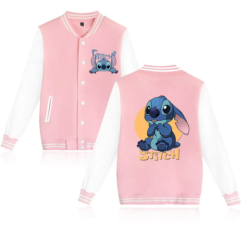 90s Disney Sweat à capuche Lilo Stitch Veste de baseball Hommes Femmes Sweat Enfants Garçons Filles Harajuku Vestes Streetwear College Coats