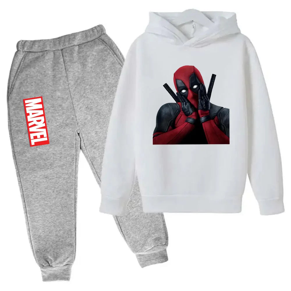 Marvel Deadpool sweat à capuche enfants pantalon costume 2 pièces ensemble garçon fille printemps automne sweat vêtements survêtements enfants à capuche Sportsuit