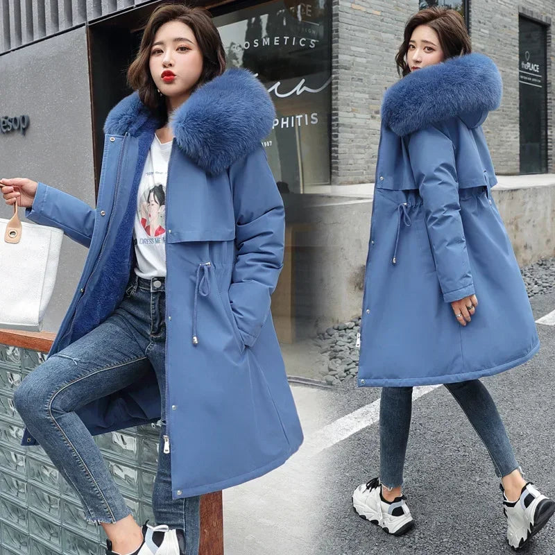 Épais chaud hiver Parkas manteau femmes veste d'hiver doublure de fourrure grande taille 6XL à capuche femme longue Parkas vêtements de neige vêtements rembourrés