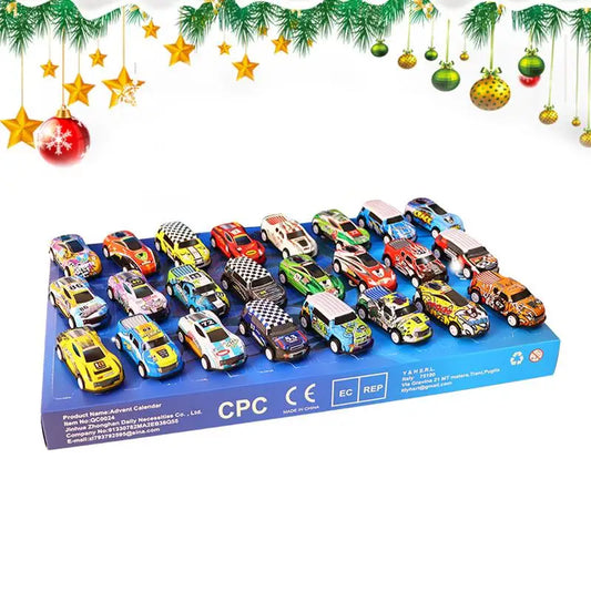 24 Days Advent Calendar Box, 24pcs Mini Car Toys Christmas Countdown Calendar Christmas Gifts for Boys Girls