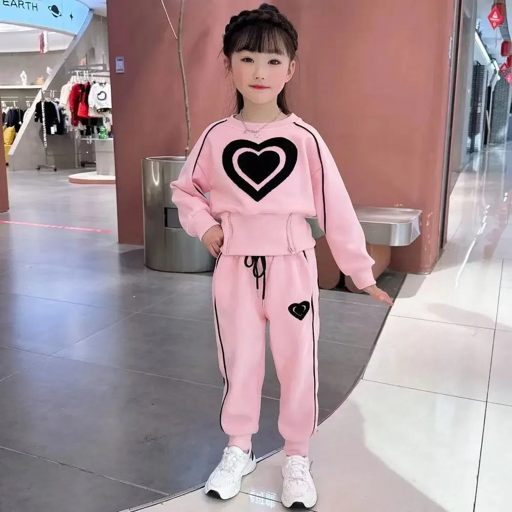 Ensemble de vêtements pour filles, sweat-shirt et pantalon décontractés pour enfants, 2 pièces, survêtement, tenue pour enfants, vêtements de sport imprimés, 1-9, nouvelle collection printemps-automne