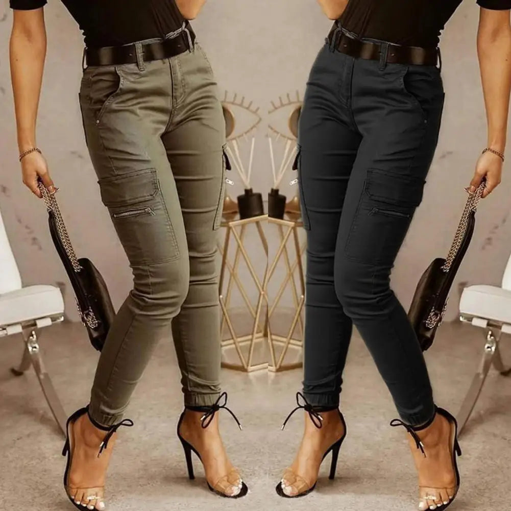 Pantalon femme tendance pantalon Cargo femme taille basse pantalon à fermeture éclair noué à la cheville pantalon Slim