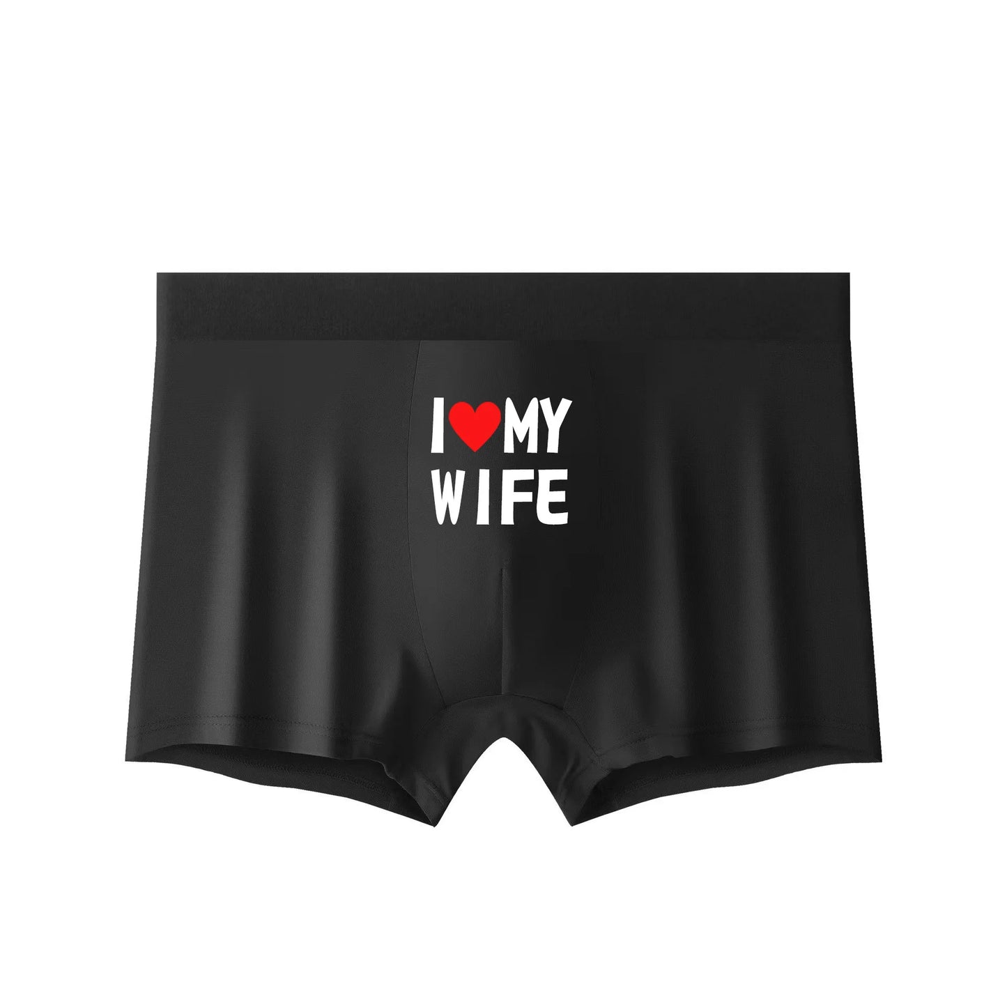 2 pièces nouveau Style hommes sous-vêtements noir couleur unie hommes Boxer mode impression personnalisée j'aime ma femme respirant hommes sous-vêtements