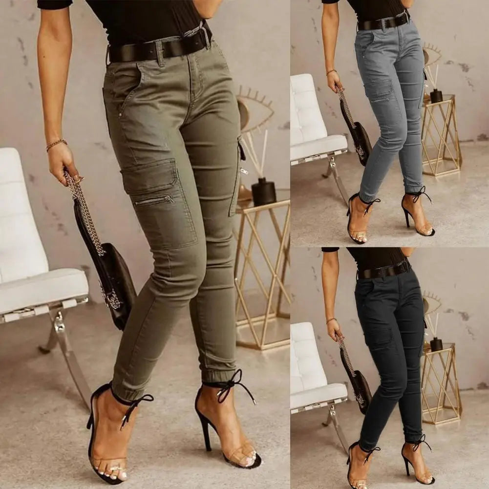 Pantalon femme tendance pantalon Cargo femme taille basse pantalon à fermeture éclair noué à la cheville pantalon Slim