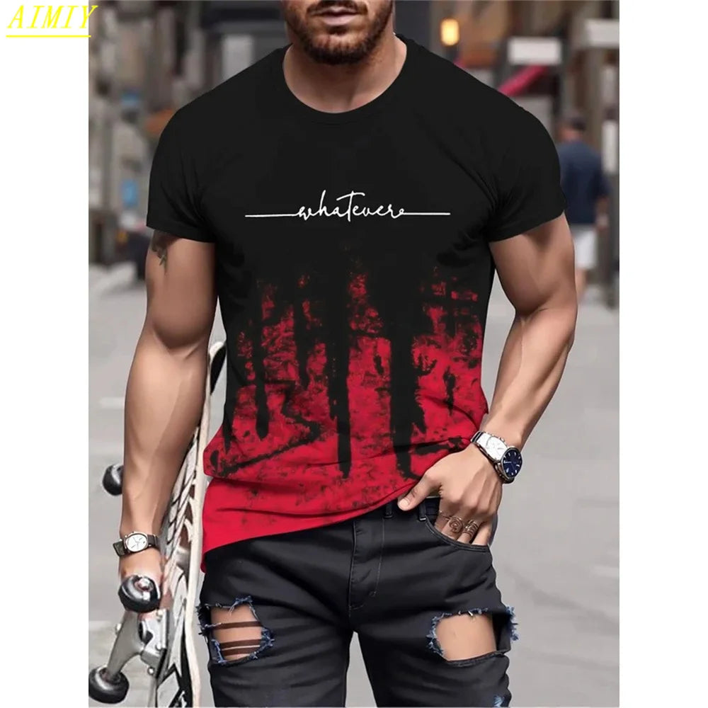 Mode D'été 3D Rayure Lettre Impression homme T-shirt Hip Hop Tendance Harajuku Streetwear Décontracté O-cou Surdimensionné T-shirts Hommes Hauts