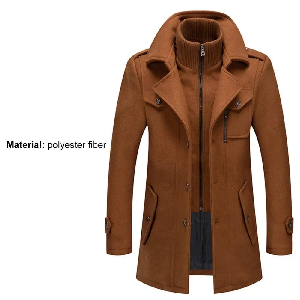 Manteau d'affaires en laine pour hommes, automne/hiver, veste Anti-froid à Double col à la mode, pardessus en laine