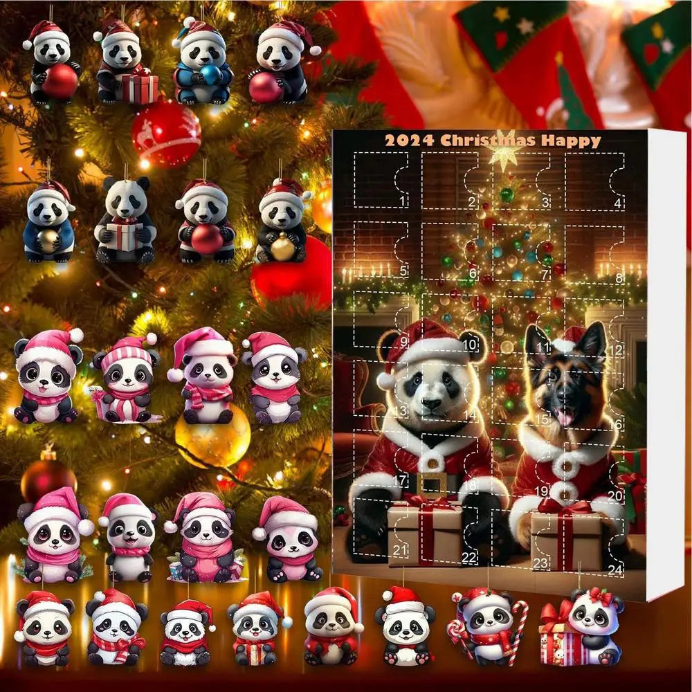 2024 Christmas Advent Calendar, Toy Gift Box, Panda Ornament, Christmas Tree Decoration, Dachshund Ornaments for Holiday Party