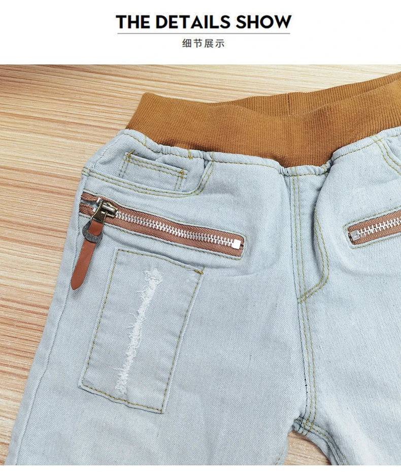 IENENS 4-11Y garçons Slim jean droit été classique couleur claire bas enfants Denim pantalons longs enfants bébé garçon pantalon décontracté